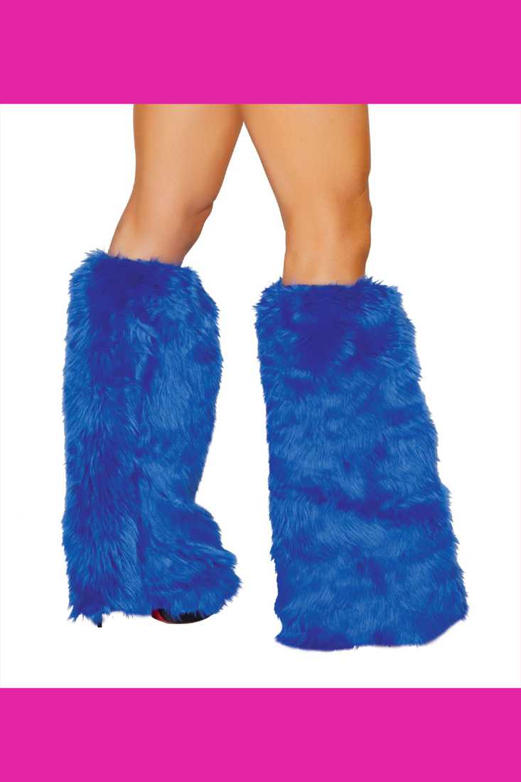 Royal Blue Faux Fur Leg Warmers Costume Accessory
