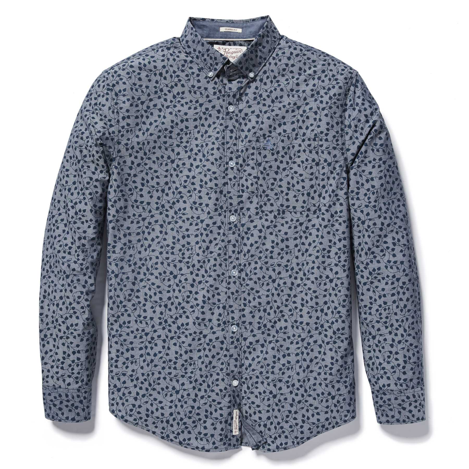 Original Penguin CLASSIC FIT IVY LEAF PRINT CHAMBRAY