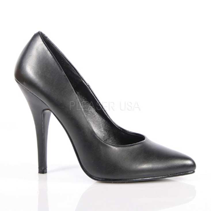 Black Single Sole Pump High Heels Faux Leather