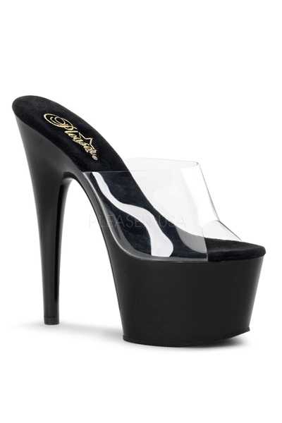 Clear Black Slip On Platform High Heels
