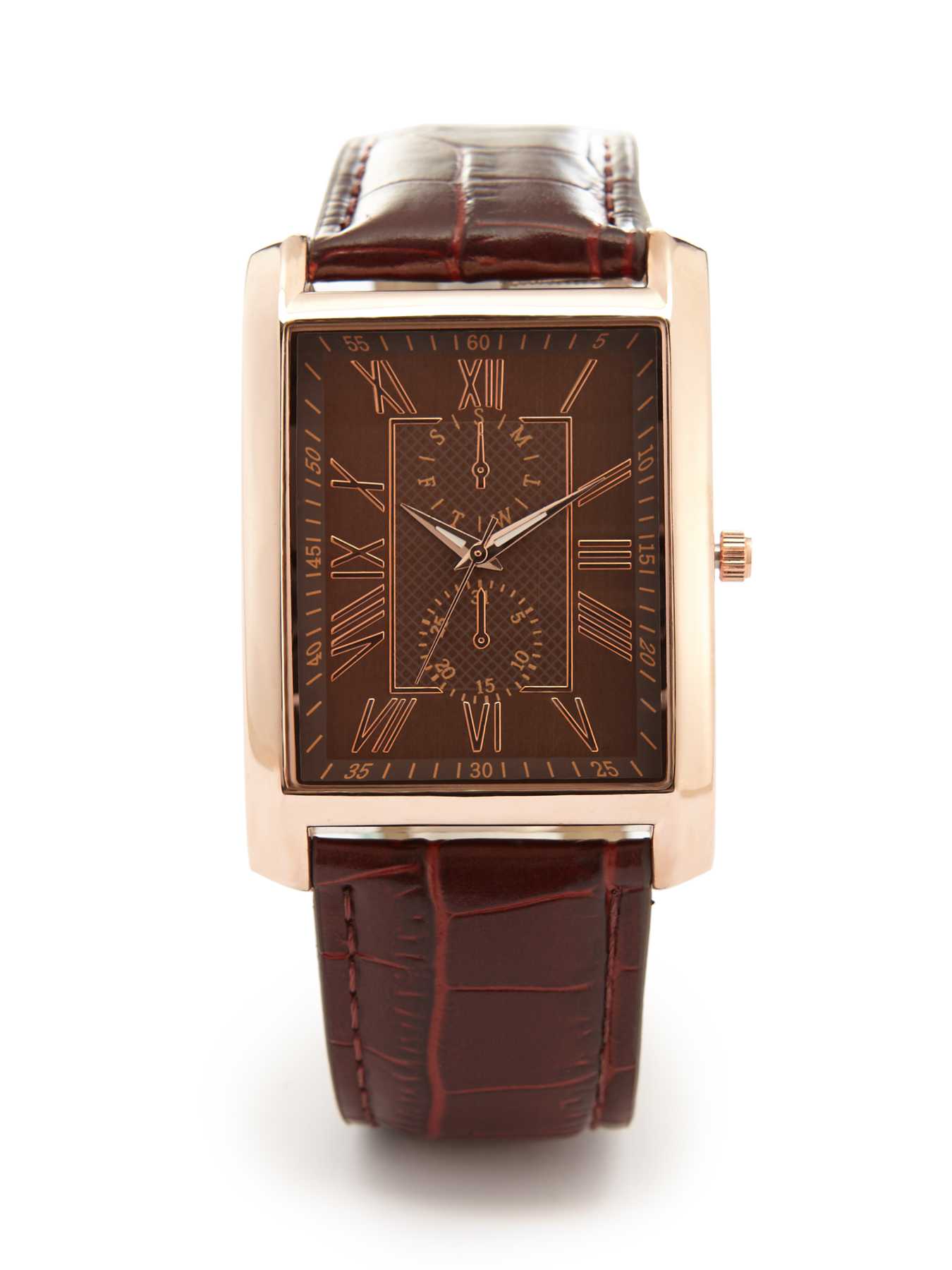 Perry Ellis Rose Gold Croc Strap Watch