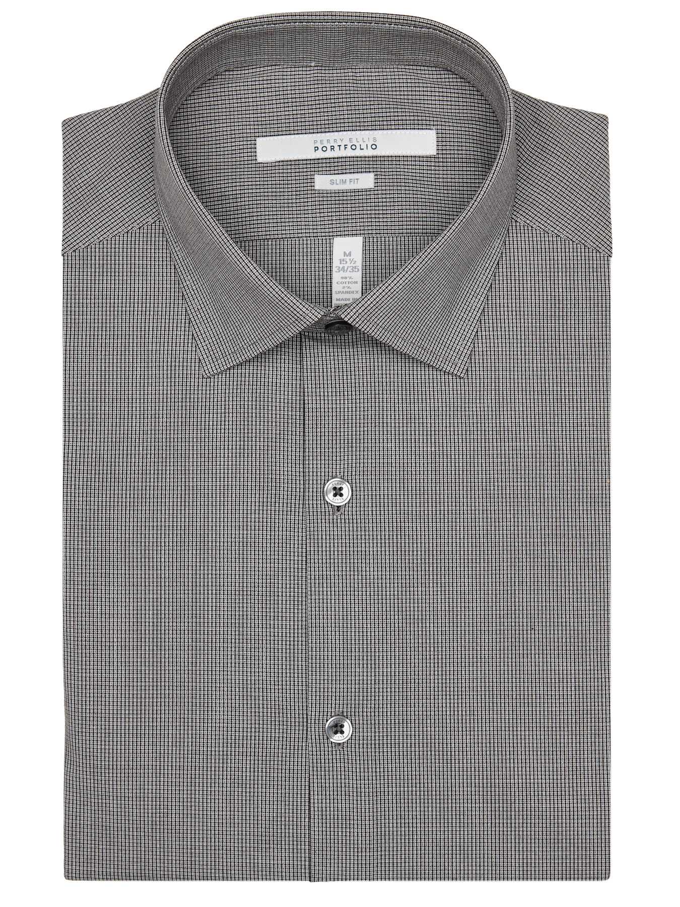 Perry Ellis Slim Fit Micro Check Dress Shirt
