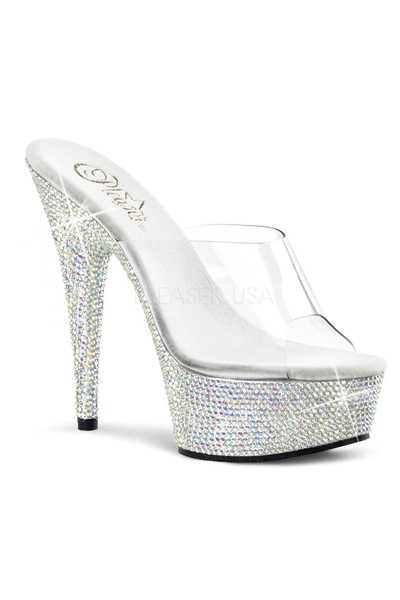 Clear Silver Rhinestone Platform High Heels