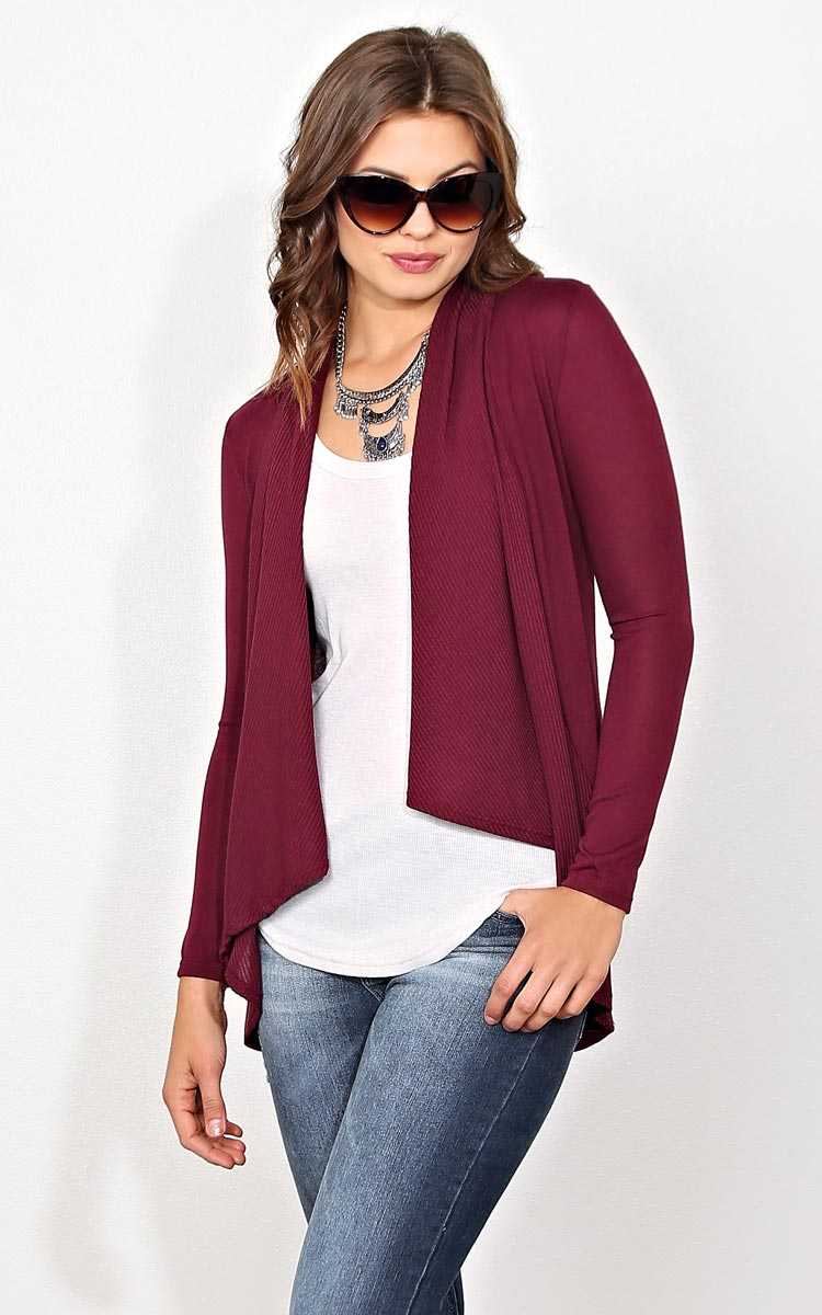 Around The Way Knit Wrap - SML - Burgundy in Size Small by Styles For Less