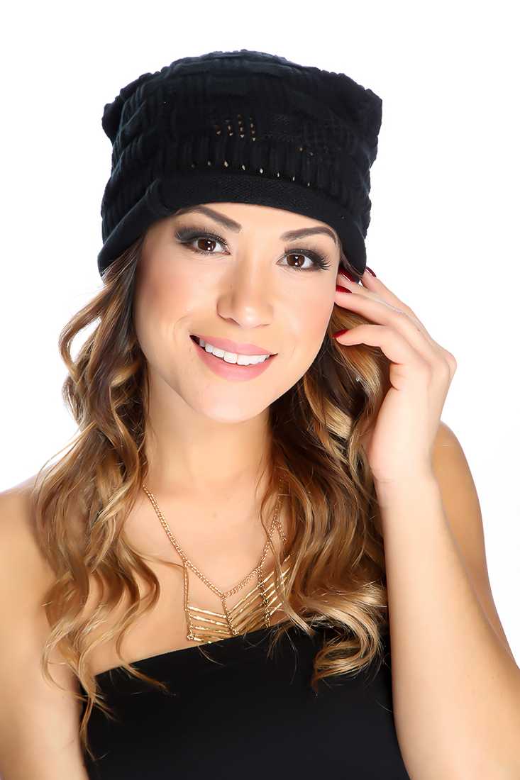Black Cable Knit Beanie