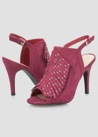 Stud Fringe High Heels - Wide Width