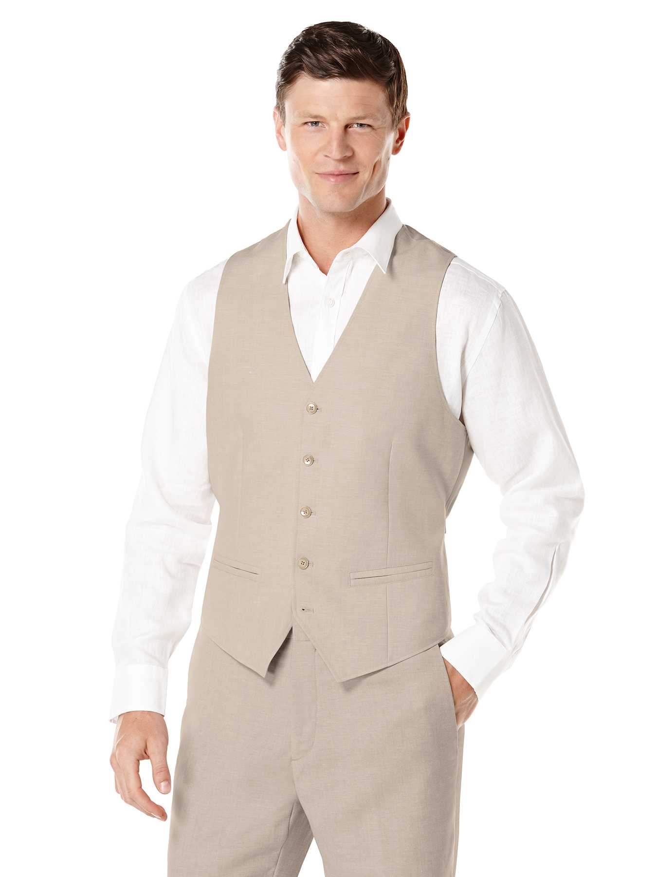 Cubavera Big & Tall Linen Pinstitched Vest