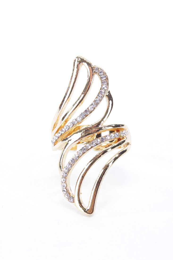Gold High Polish Rhinestone Accent Ring