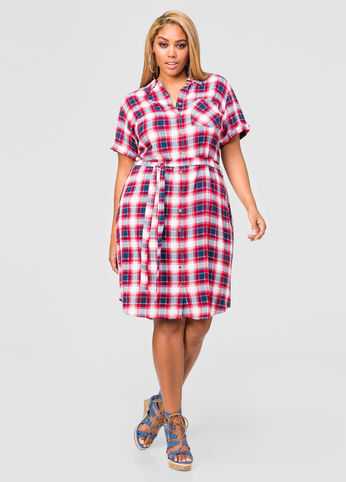 Plaid Midi Shirtdress