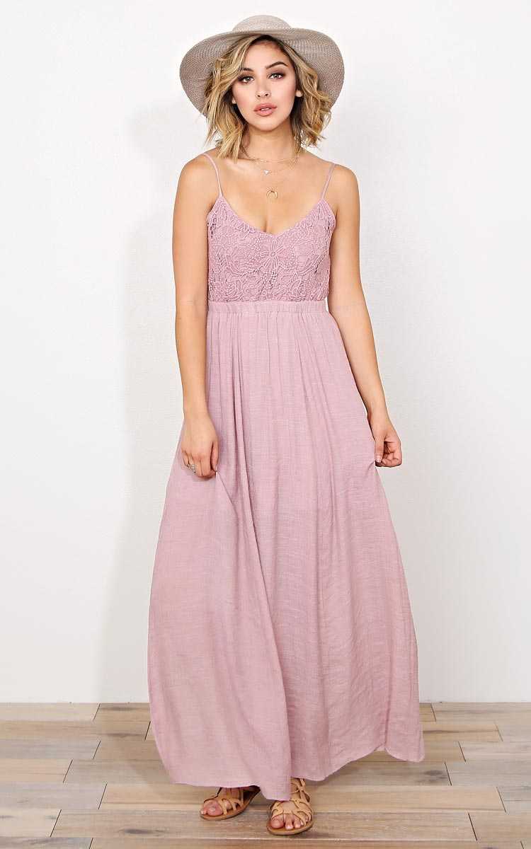 Kayla Gauze Woven Maxi Dress - MED - Mauve in Size Medium by Styles For Less