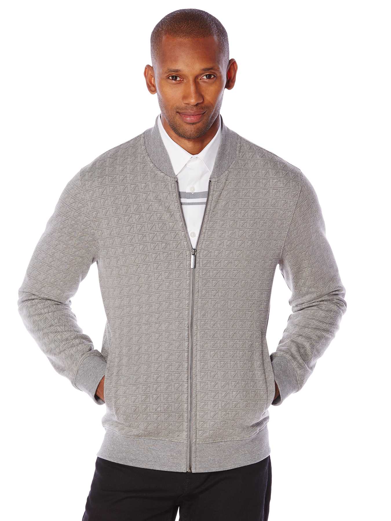 Perry Ellis Jacquard Knit Zip Jacket