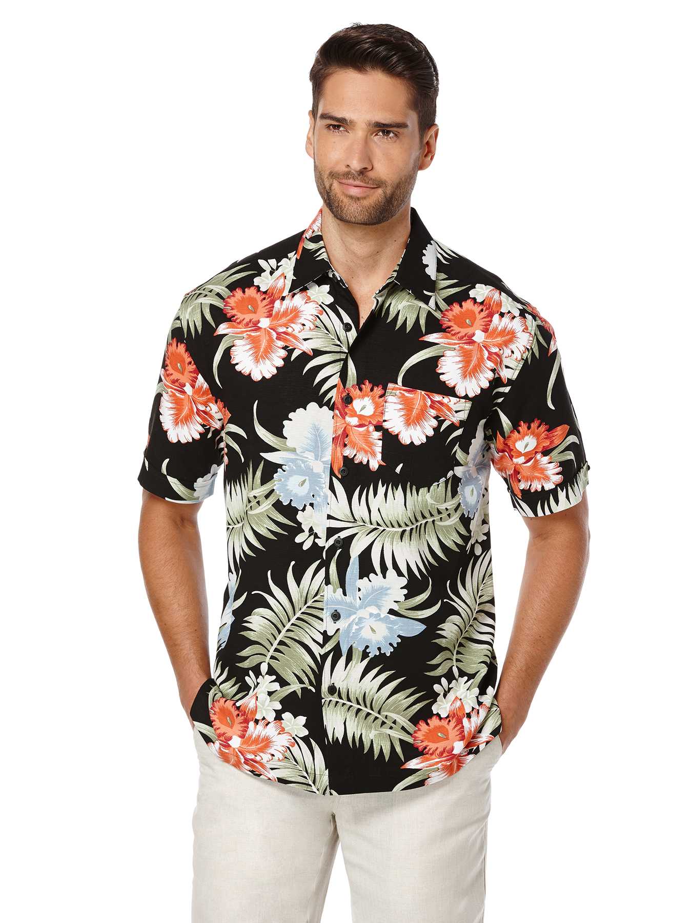 Cubavera Big & Tall Short Sleeve Tropical Print