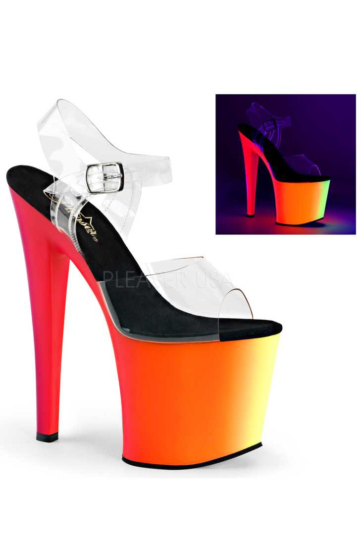 Clear Neon Multi UV Reactive Platform Heels PVC