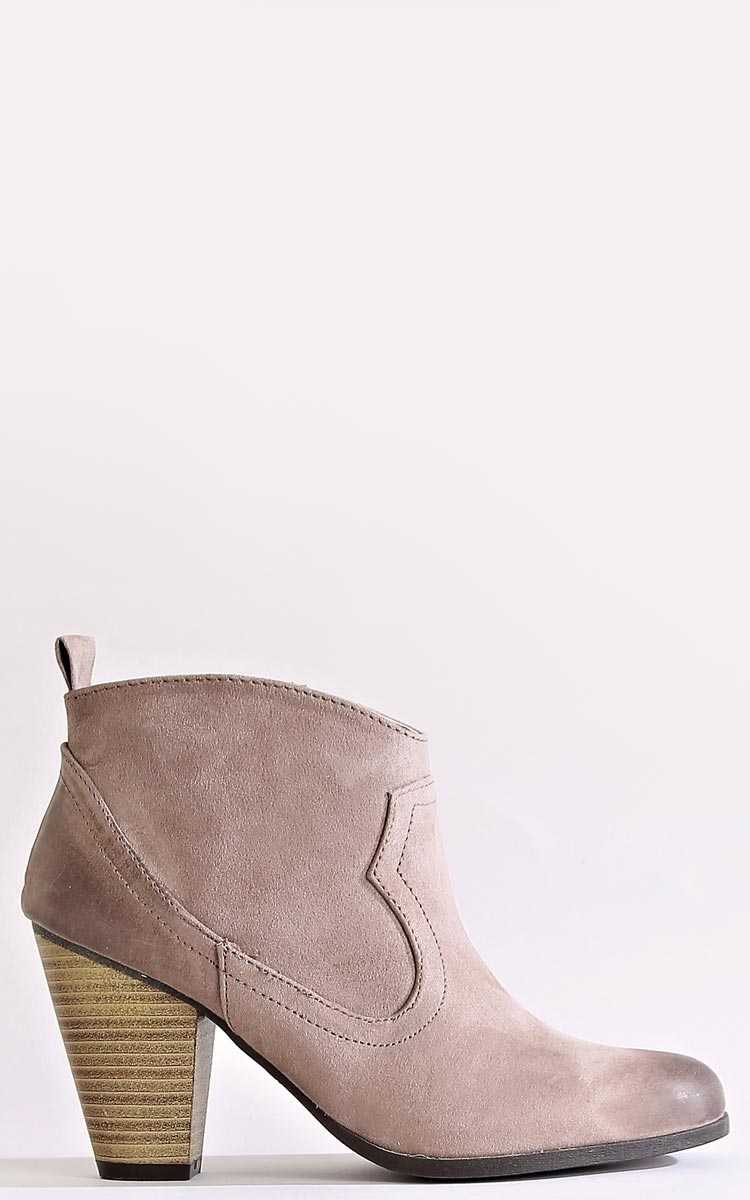 Qupid Weston Faux Suede Booties - Taupe in Size 5.5 by Styles For Less
