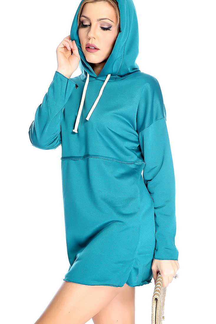 Emerald Hoodie Long Sleeve Sweater Dress