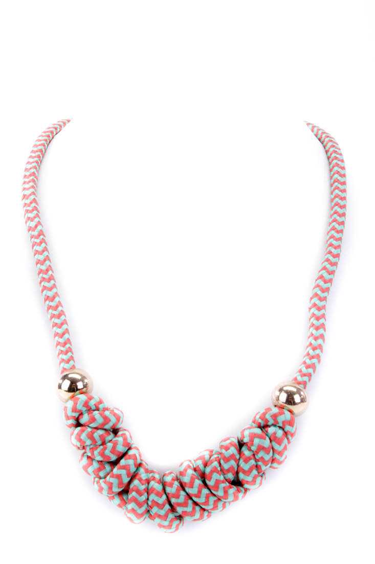 Coral Mint Knotted Rope Necklace