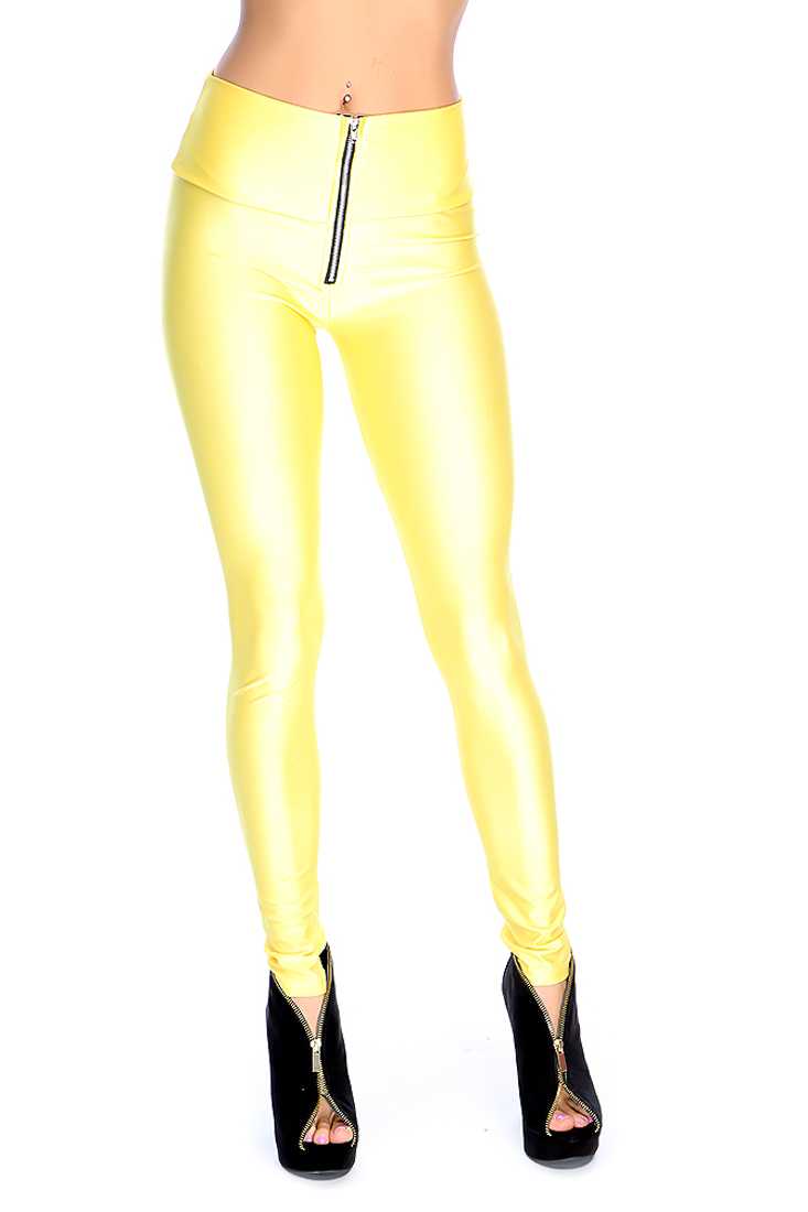 Yellow Zipper Leggings
