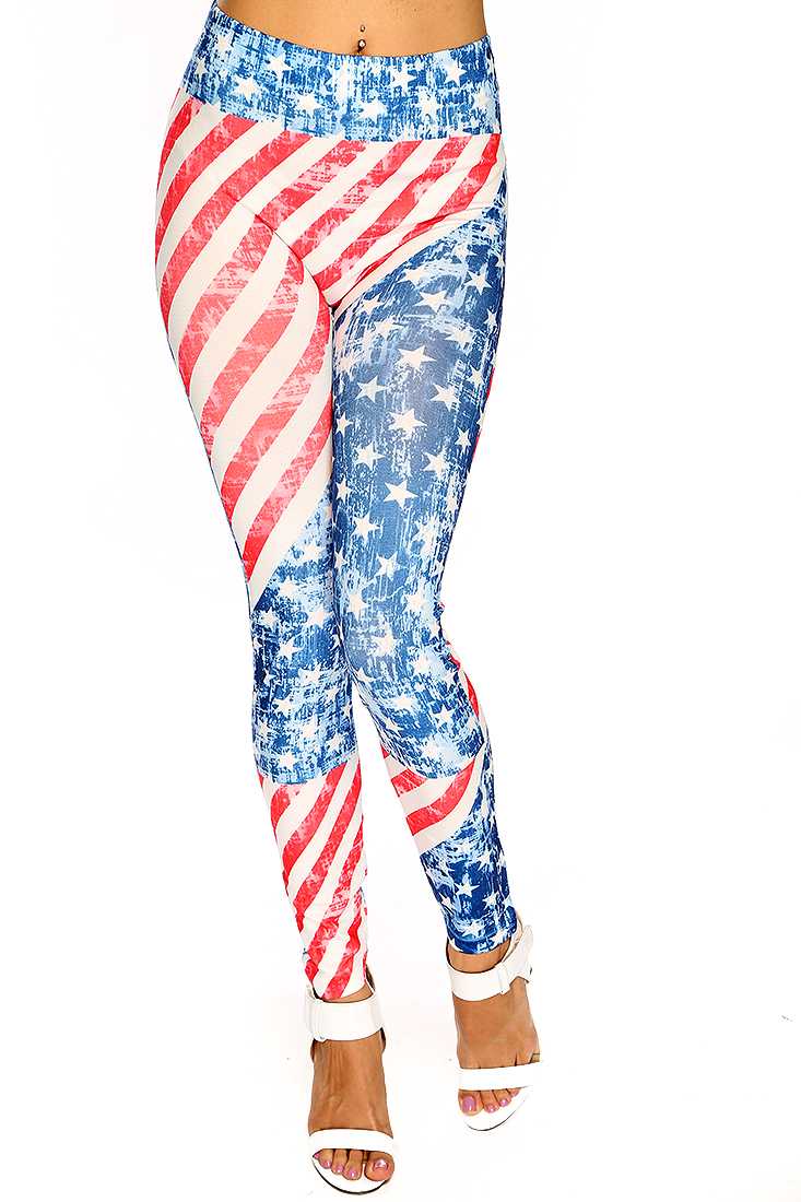 America Flag Print Leggings