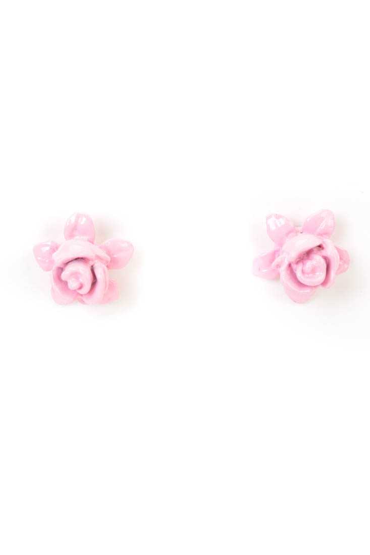Pink Rose Design Studded Earrings