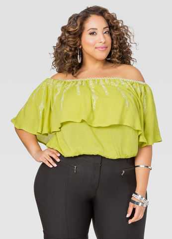 Cropped Off-Shoulder Peasant Top