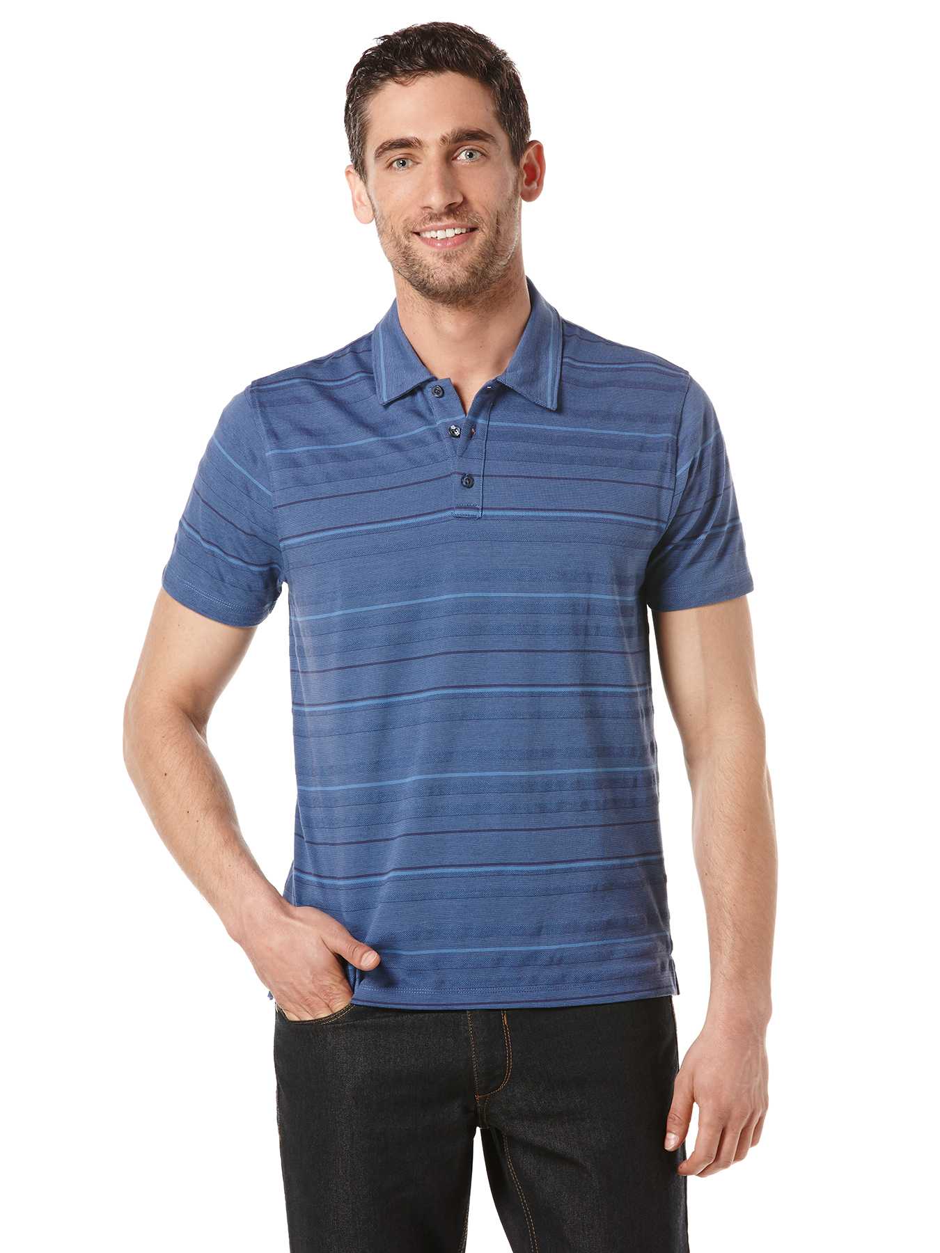 Perry Ellis Short Sleeve Tonal Stripe Knit Polo