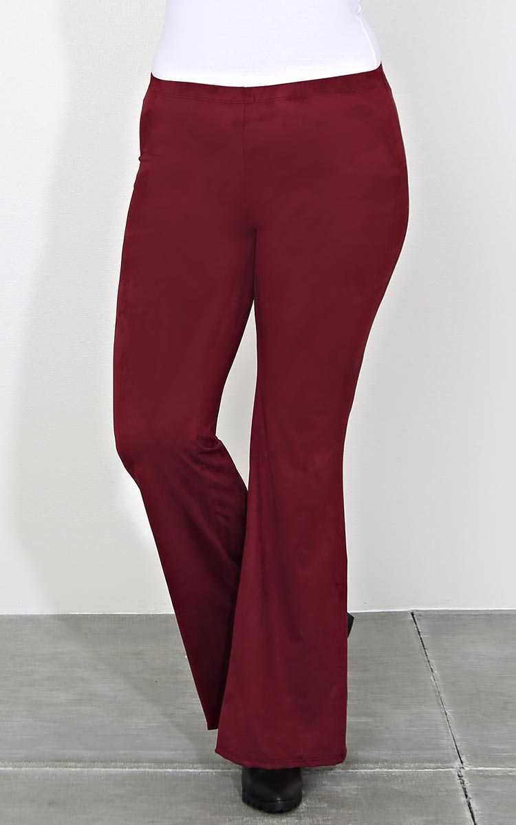 Plus Size Carmen Faux Suede Palazzo Pants - Wine/Cran in Size 1X by Styles For Less