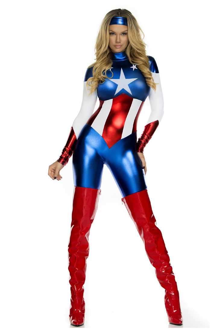 Royal Blue American Beauty Sexy Superhero Costume