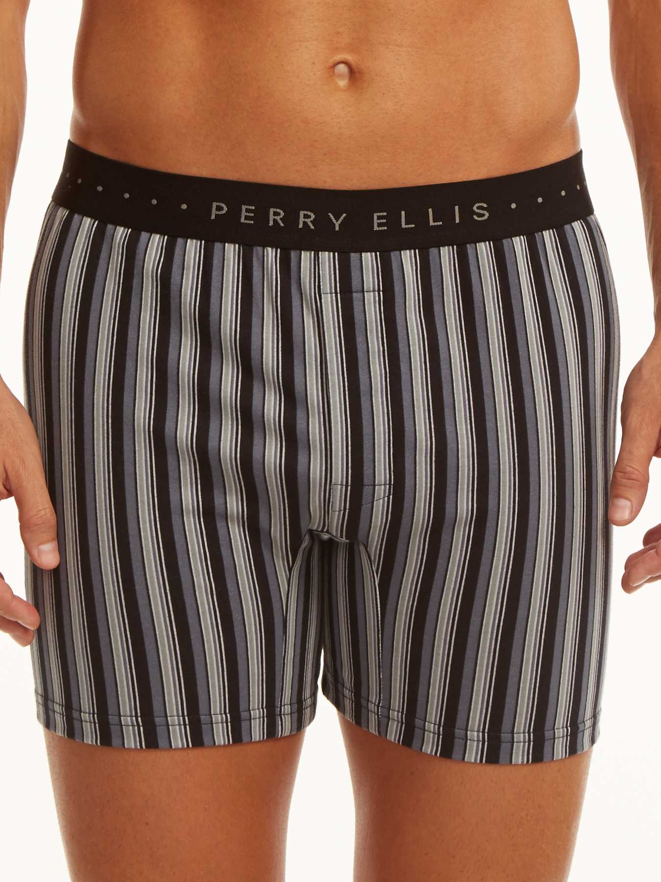 Perry Ellis Stripe Solid Trim Cotton Boxer