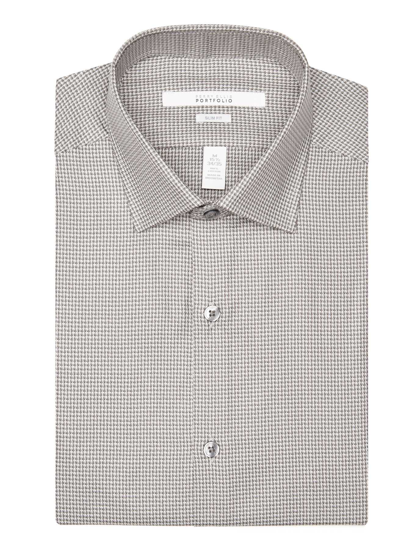 Perry Ellis Slim Fit Tritone Check Dress Shirt
