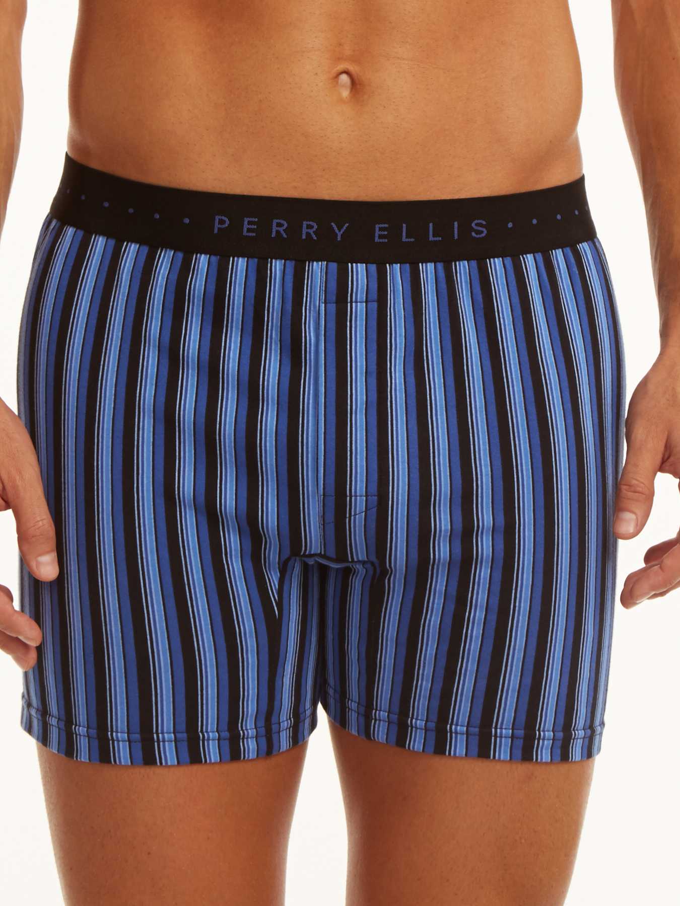 Perry Ellis Stripe Solid Trim Cotton Boxer