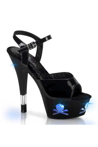 Black Blue Light Up Skull Platform High Heels