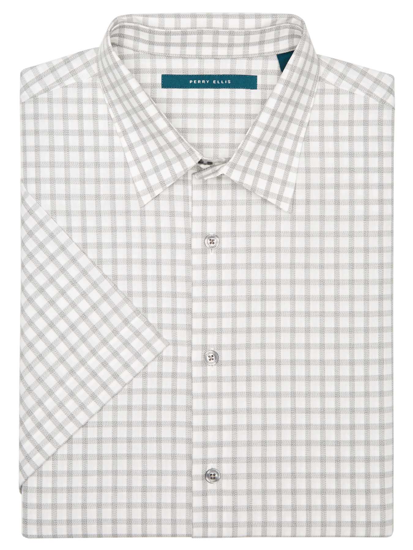 Perry Ellis Short Sleeve Heathered Check Shirt