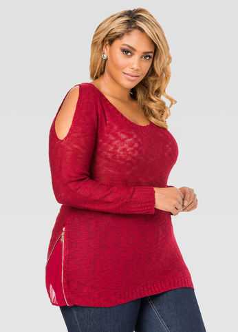 Chiffon Zip Side Sweater