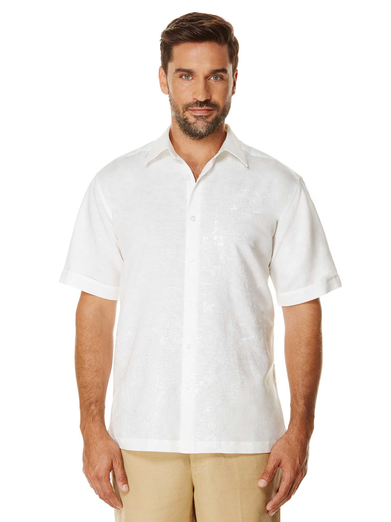 Cubavera Short Sleeve Tonal Embroidered Showstopper Shirt