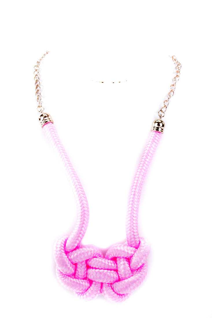 Pink Knotted Rope Necklace
