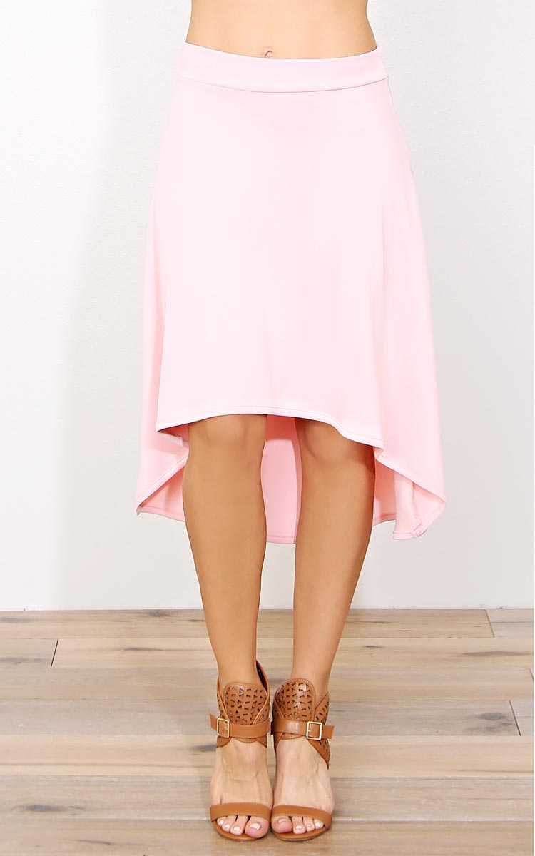 Pink Delicate Touch High Low Knit Skirt - - Lt PInk in Size by Styles For Less