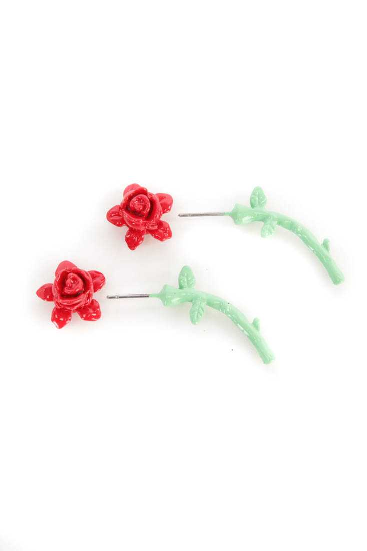 Red Rose Design Studded Earrings