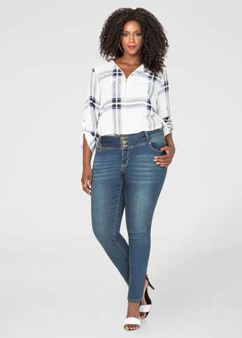 Stacked 3-Button Skinny Jean