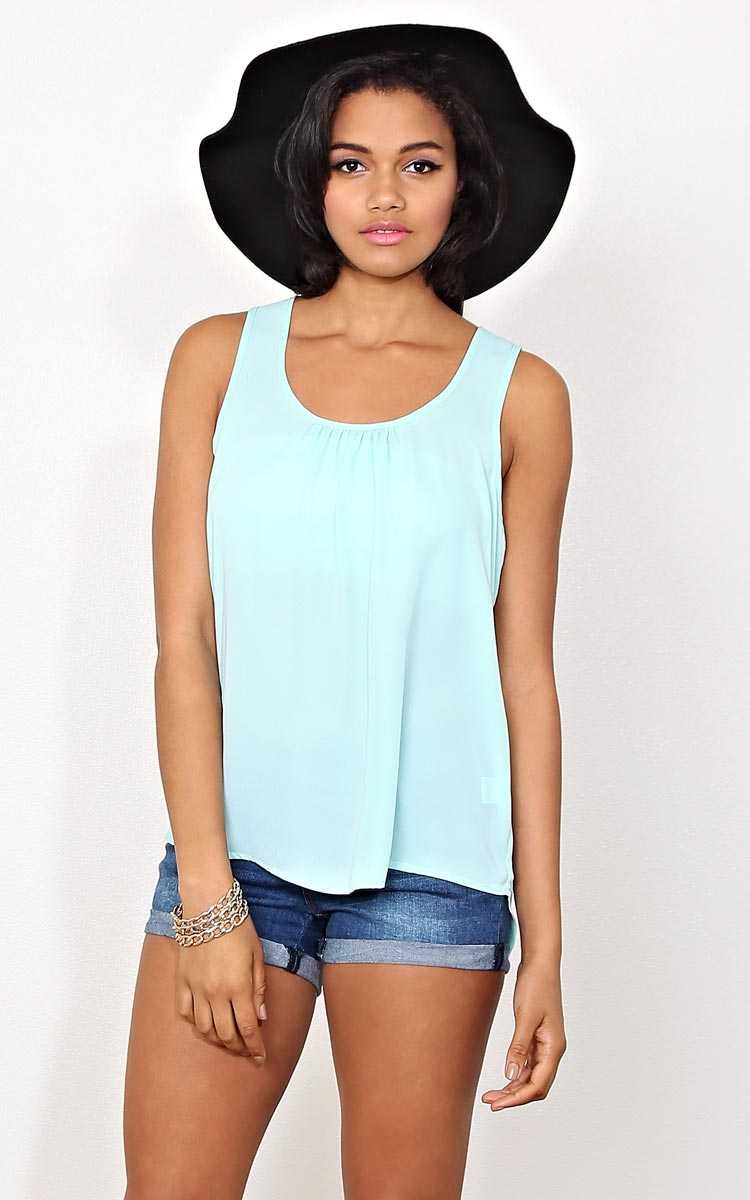 Serena Woven Lattice Tank - - Mint in Size by Styles For Less