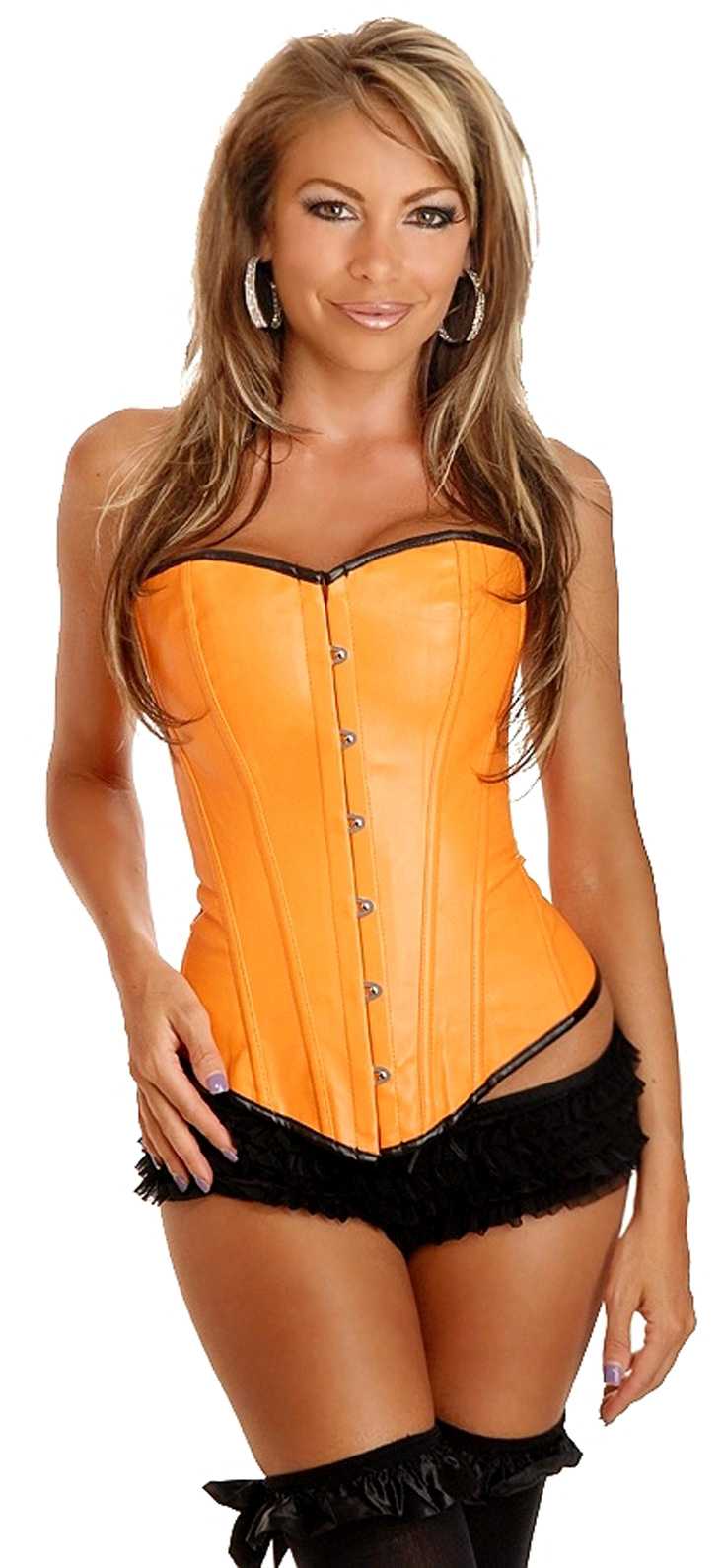 Orange Ravewear Faux Leather Corse