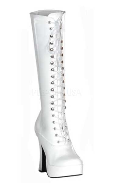 White Patent Knee High Platform Boots