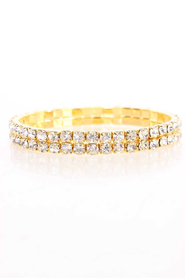 Gold High Polish Metal Rhinestone Cute Bracelet