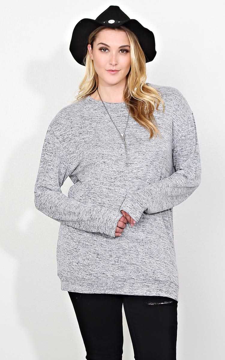 Plus Size Cozy Knit Tunic - Grey Combo in Size 2X by Styles For Less