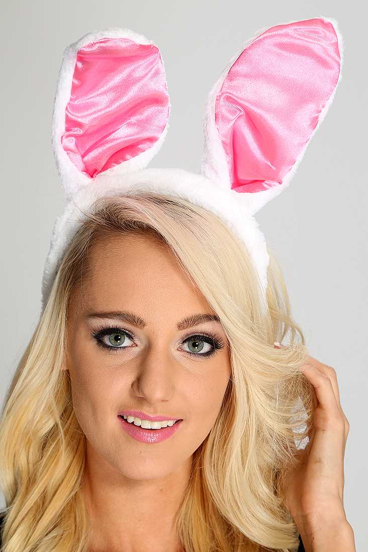 White Pink Faux Fur Satin Wire Bunny Ears