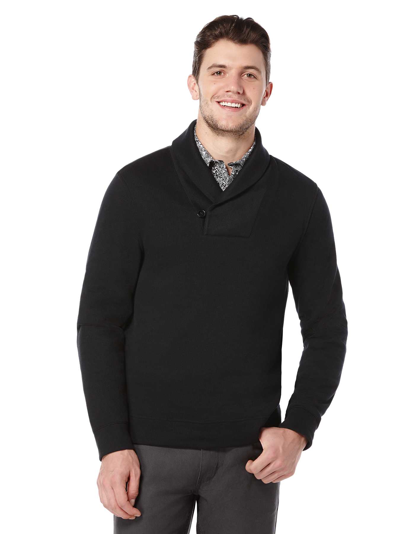 Perry Ellis Big and Tall Knit Shawl Pullover