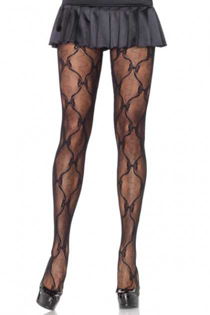 Black Bow Lace Pantyhose