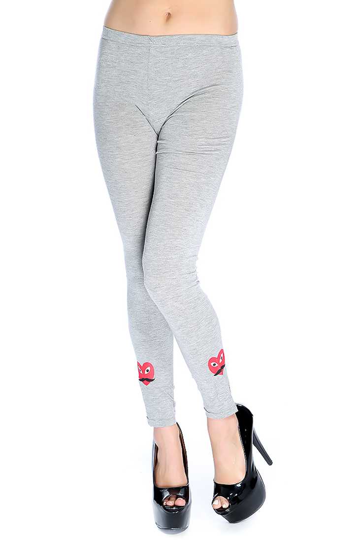 Grey Fitted Graphic Print Leggings