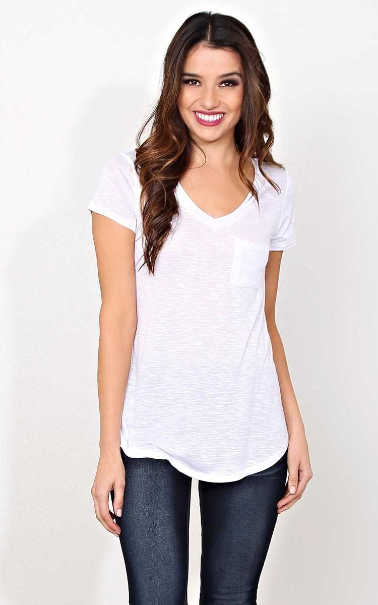 Simple Knit Pocket Tee - XLGE - White in Size X-Large by Styles For Less