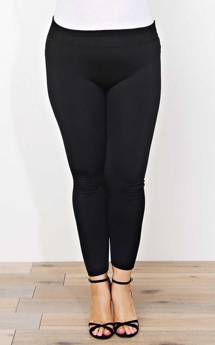 Plus Size Autumn Fleece Lined Leggings - N/S - Black by Styles For Less