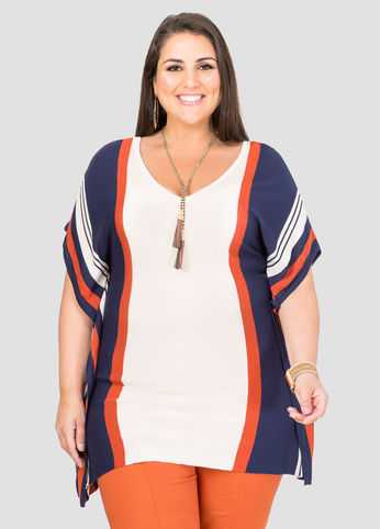 Fine Knit Striped Poncho